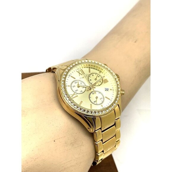 Timex Women's Watch TW2V57800 Quartz Chronograph Gold Dial Stainless Ste… - Picture 5 of 14